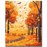 Autumn Mood Tree Alley Painting by Numbers